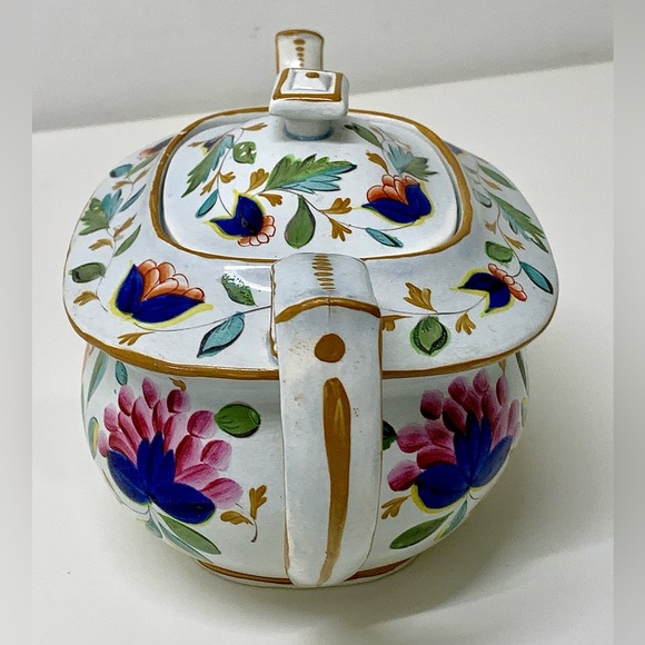 19th Century Antique Gaudy Dutch Grape Pattern Hand Painted Teapot - Picture 8 of 16